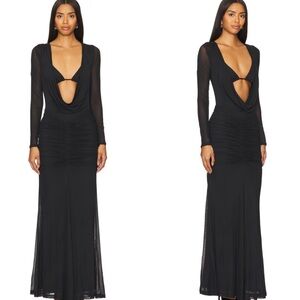 AFRM Orla Dress in Noir long sleeve black maxi